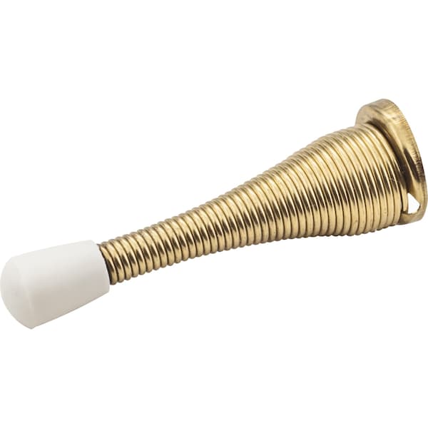 Hardware Resources 3In. Spring Door Stop W/ Rubber Tip - Polished Brass DS04-PB-R - main